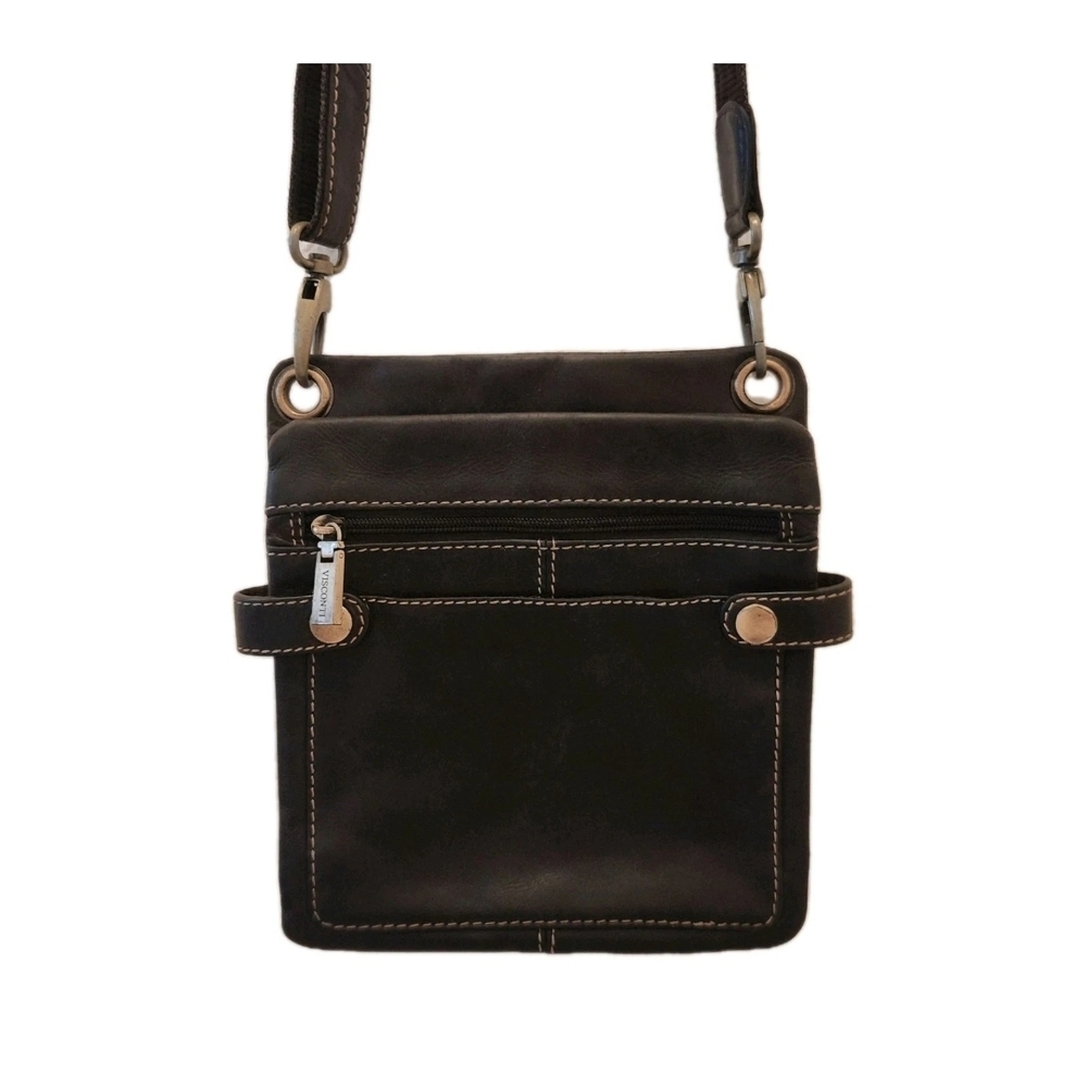 Visconti Dark Brown Leather Messenger Bag